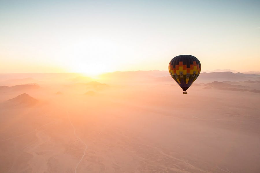 hot air balloon sossusvlei desert lodge namibia romantic proposal engagement africa